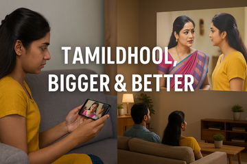 Tamildhool on projector screen at home – Tamil serial upgrade