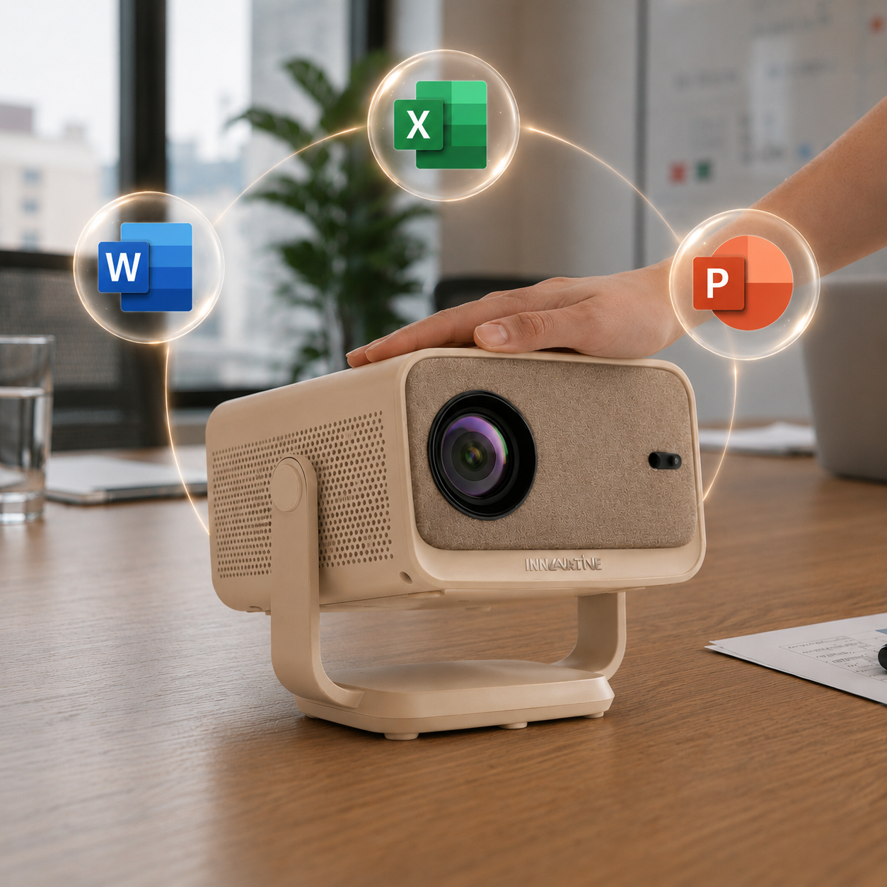 Room Light Business Projector with AI Focus & Keystone - Eva Vela | INNOVATIVE