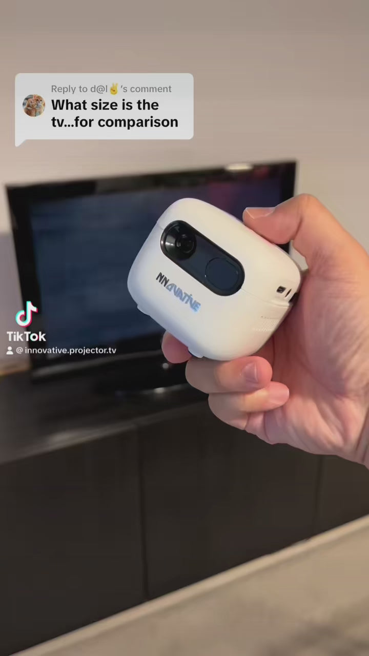 Small Projector Baseball-sized, Inbuilt Battery, USB-C & Smart - INNOVATIVE Cupid